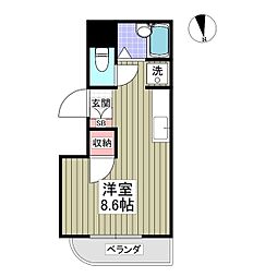 東武伊勢崎線 竹ノ塚駅 徒歩11分の賃貸マンション 4階ワンルームの間取り