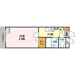 クリエイティブ12 2階1Kの間取り