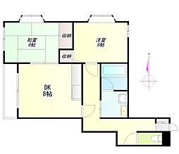 JR中央線 三鷹駅 徒歩6分の賃貸マンション 4階2LDKの間取り