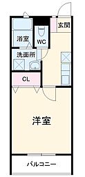 アルシオンＡ棟 3階1Kの間取り