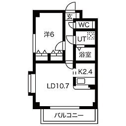 ピュアナイン 3階1LDKの間取り