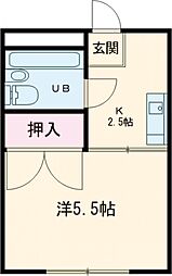 パオ井口 3階1Kの間取り