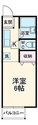 ウイステリア南花園 2階1Kの間取り