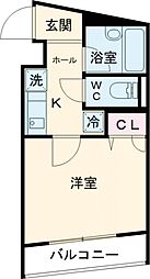グランアセット中落合 3階1Kの間取り