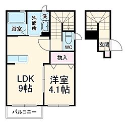 京成本線 八千代台駅 徒歩8分の賃貸アパート 2階1LDKの間取り