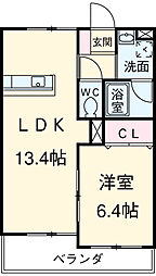 グレースコート神戸 3階1LDKの間取り