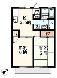JR総武線 稲毛駅 徒歩12分の賃貸アパート 2階2DKの間取り