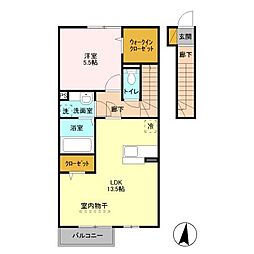 京成本線 京成大和田駅 徒歩8分の賃貸アパート 2階1LDKの間取り