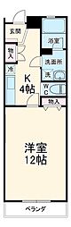 ディージービル小牧中央 4階1Kの間取り