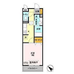 オズシティ 1階1Kの間取り