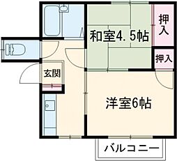 第二ペガサス 2階2Kの間取り