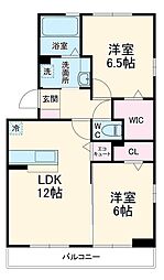 カーサ　リュミエール 3階2LDKの間取り
