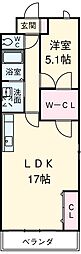 名古屋市営鶴舞線 浅間町駅 徒歩4分の賃貸マンション 6階1LDKの間取り