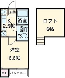コンパートハウス上飯田 1階1Kの間取り