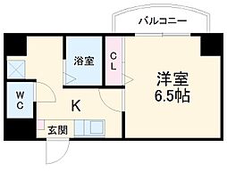 名古屋市営桜通線 高岳駅 徒歩4分の賃貸マンション 7階1Kの間取り