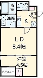 プリミエール上飯田南町 3階1LDKの間取り