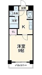 名古屋市営名港線 東海通駅 徒歩1分の賃貸マンション 8階1Kの間取り
