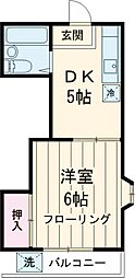 JR中央線 国分寺駅 徒歩8分の賃貸アパート 1階1Kの間取り