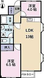 東急田園都市線 南町田グランベリーパーク駅 徒歩15分の賃貸マンション 3階2LDKの間取り
