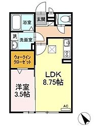 名鉄名古屋本線 新清洲駅 徒歩7分の賃貸アパート 1階1LDKの間取り