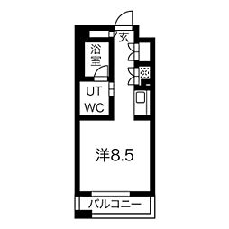 名古屋市営東山線 伏見駅 徒歩6分の賃貸マンション 7階ワンルームの間取り