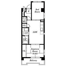 エクセラ歌里 4階2LDKの間取り