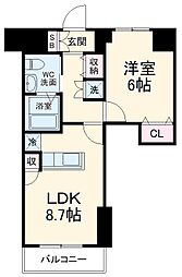 市川妙典レジデンス 2階1LDKの間取り