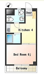 リナス恋ヶ窪 3階1DKの間取り