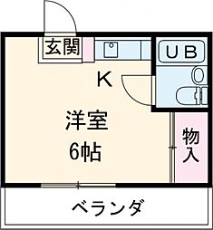 メゾン美由樹 4階ワンルームの間取り