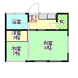 名古屋市営鶴舞線 浄心駅 徒歩9分の賃貸アパート 2階2Kの間取り