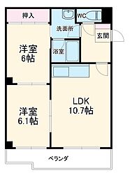 名古屋市営東山線 覚王山駅 徒歩6分の賃貸マンション 1階2LDKの間取り