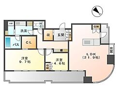 名古屋市営桜通線 吹上駅 徒歩15分の賃貸マンション 21階2LDKの間取り