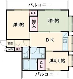 アメニティ国分寺 2階3DKの間取り
