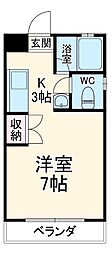 名古屋市営鶴舞線 浄心駅 徒歩13分の賃貸マンション 1階ワンルームの間取り