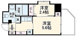 名古屋市営鶴舞線 丸の内駅 徒歩6分の賃貸マンション 3階2Kの間取り