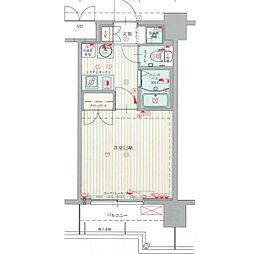 JR中央本線 鶴舞駅 徒歩9分の賃貸マンション 11階1Kの間取り