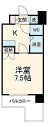JR中央本線 鶴舞駅 徒歩9分の賃貸マンション 6階1Kの間取り