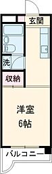 プレイリーハイムII 2階1Kの間取り