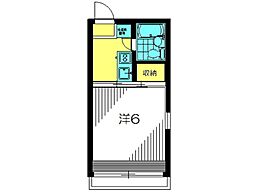京王相模原線 京王多摩センター駅 徒歩31分の賃貸アパート 1階1Kの間取り