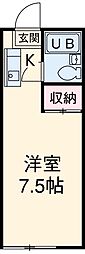 ハイムサンチルド 1階ワンルームの間取り