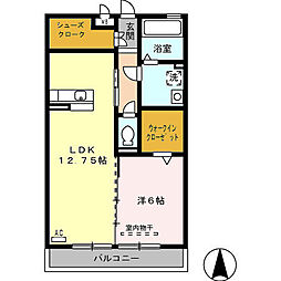 グランコート 3階1LDKの間取り