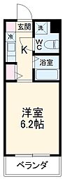 東京メトロ東西線 原木中山駅 徒歩10分の賃貸アパート 2階1Kの間取り