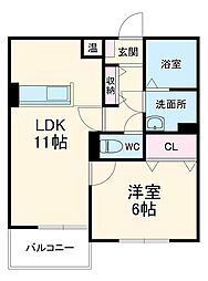 名古屋市営鶴舞線 上小田井駅 徒歩22分の賃貸アパート 1階1LDKの間取り