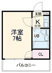 名古屋市営鶴舞線 庄内緑地公園駅 徒歩8分の賃貸アパート 1階1Kの間取り