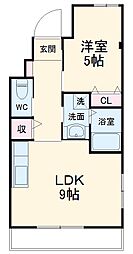 東京メトロ東西線 行徳駅 徒歩10分の賃貸マンション 2階1LDKの間取り