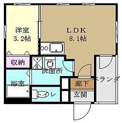 名古屋市営名城線 ナゴヤドーム前矢田駅 徒歩2分の賃貸アパート 3階1LDKの間取り