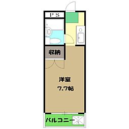 京王線 聖蹟桜ヶ丘駅 徒歩18分の賃貸マンション 2階ワンルームの間取り