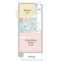 名古屋市営名城線 久屋大通駅 徒歩8分の賃貸マンション 6階1LDKの間取り