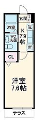 ウィステリアＲ 1階1Kの間取り