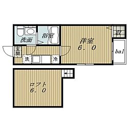 マインハイム枇杷島 2階1Kの間取り